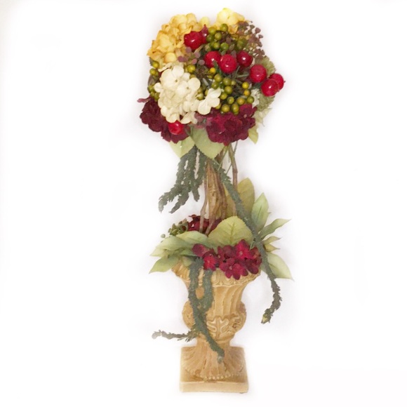 TOPIARY. Hydrangea, cherries, faux moss.
